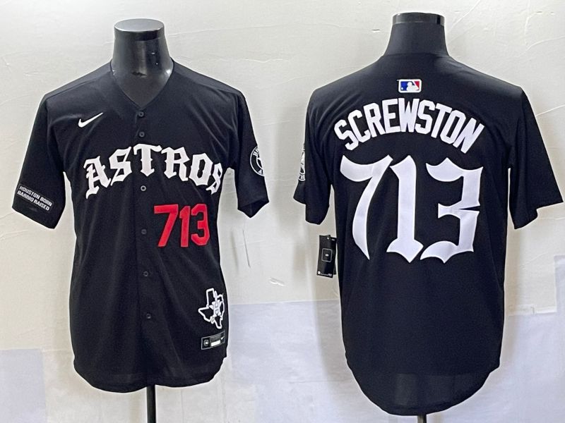 Men 2025 Houston Astros 713 Screwston Black Seven generations Joint Name Nike MLB Jersey style 5->houston astros->MLB Jersey